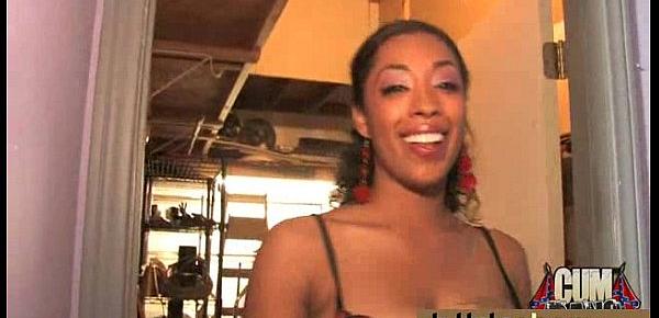 Ebony Cum Slut Hottie Bukkake Party 9